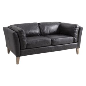Cameron Two-Seater Sofa in Black Leather
