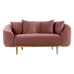 Ella Two Seat Sofa - Blush Pink- Brass Base