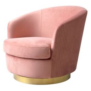 Melville Swivel Chair Blush Pink - Brass Base