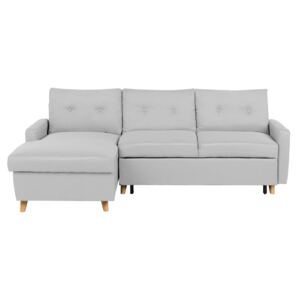 Corner Sofa Bed Light Grey Fabric 4 Seater Storage L-shaped Right Hand Orientation Beliani