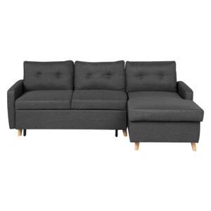 Corner Sofa Bed Grey Fabric 4 Seater Storage L-shaped Left Hand Orientation Beliani