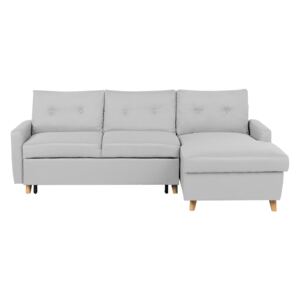 Corner Sofa Bed Light Grey Fabric 4 Seater Storage L-shaped Left Hand Orientation Beliani