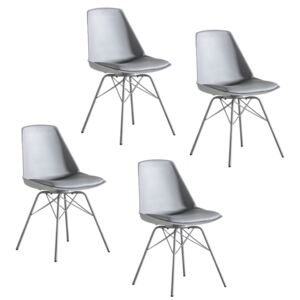 Astrid Dining Chair in Light Grey, Set of four