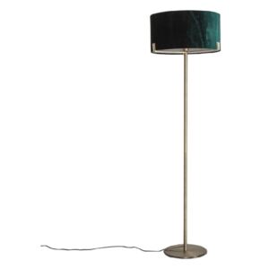 Priscilla Floor Lamp in Brushed Gold and Dark Green Velvet