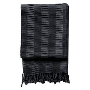 Delia Pleat Textured Throw in Charcoal