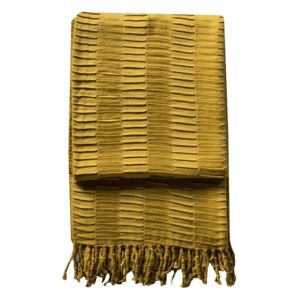 Delia Pleat Textured Throw in Old Gold