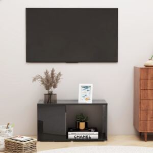 TV Cabinet High Gloss Black 60x24x32cm Chipboard
