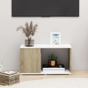 TV Cabinet White and Sonoma Oak 60x24x32cm Chipboard