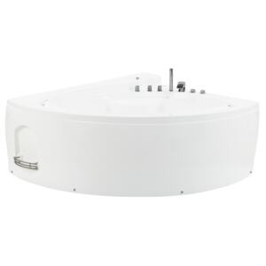 Whirlpool Bath White Sanitary Acrylic LED Illumination Double 206 x 164 cm Oval Modern Design Beliani