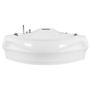 Massage Points Bath White Sanitary Acrylic with LED Bluetooth Speaker 210 x 145 cm Modern Design Bathtub Beliani