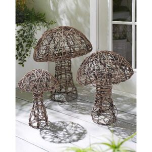 Set of 3 Wicker Mushrooms