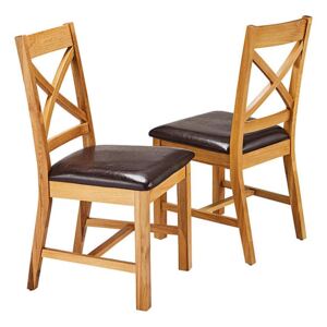 Norfolk Oak Veneer Pair of Dining Chairs