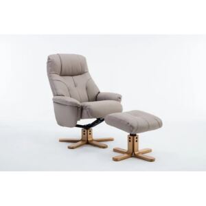 Fergus Swivel Recliner Chair & Footstool - Plush Pebble