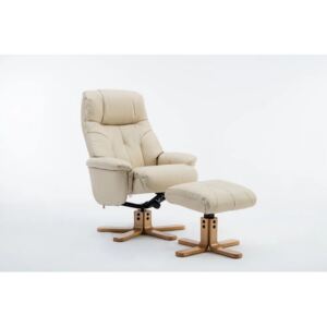 Fergus Swivel Recliner Chair & Footstool - Plush Cream
