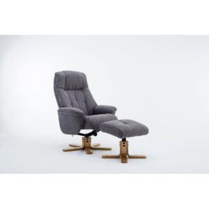 Fergus Swivel Recliner Chair & Footstool - Plush Grey