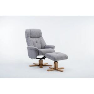 Fergus Swivel Recliner Chair & Footstool - Lisbon Silver
