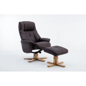 Fergus Swivel Recliner Chair & Footstool - Plush Brown