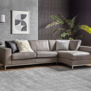 Florence Leather 3 Seater Corner Chaise Sofa - Grey