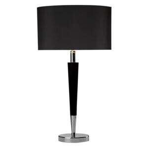 Dar Lighting VIK4022 Viking Table Lamp Polished Chrome & Black Complete With Black Linen Shade VIK1322