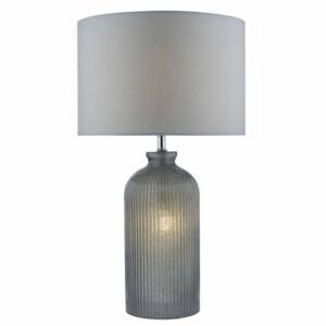 Dar Lighting PAM4239 Pamplona Table Lamp Grey Complete With Grey Faux Silk Shade