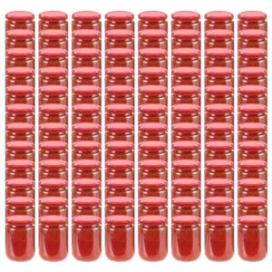 Glass Jam Jars with Red Lid 96 pcs 230 ml