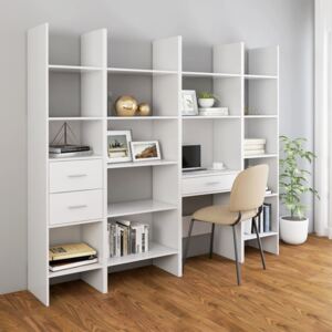 VidaXL 4 Piece Book Cabinet Set White Chipboard
