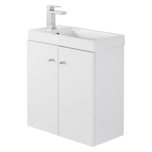 Bathstore Alpine Duo 495mm Basin and Wall Hung Vanity Unit - Gloss White