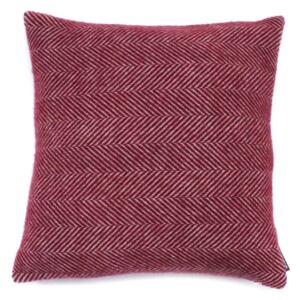 Country Living Wool Herringbone Cushion - 50x50cm - Cranberry