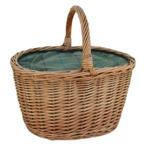 Willow Premium Green Tweed Oval Shopping Basket