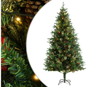 Christmas Tree with LEDs&Pine Cones Green 195 cm PVC&PE