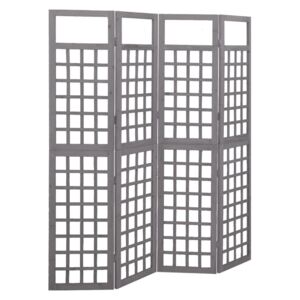4-Panel Room Divider/Trellis Solid Fir Wood Grey 161x180 cm