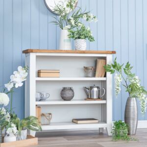 Chester White Painted Oak Small Wide Bookcase