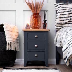 Gloucester Midnight Grey Painted Oak Large 3 Drawer Bedside Table
