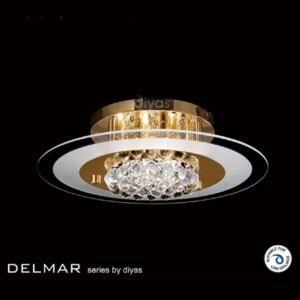 IL32021 Delmar 4 Light Gold And Crystal Flush Ceiling Lamp