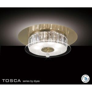 IL30244 Tosca Antique Brass 6 Lt Crystal Flush Ceiling Lamp
