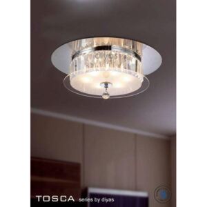 IL30242 Tosca Chrome 6 Light Flush Crystal Ceiling Lamp