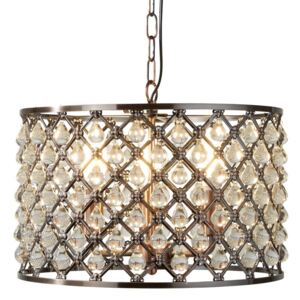 Searchlight 7813-3CU Marquise Three Light Ceiling Pendant In Antique Copper And Crystal: Width:380mm