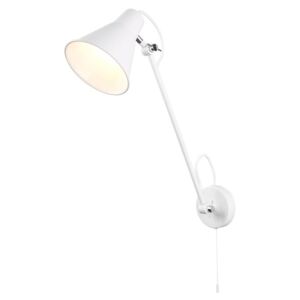 Searchlight 6302WH One Light Adjustable Wall Light In White And Chrome - Height: 550mm