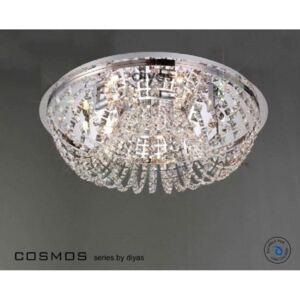 IL30044 7 Lt Chrome and Crystal Halogen Flush Ceiling Lamp
