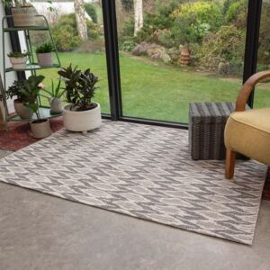 Grey Stripe Woven Recycled Cotton Rug - Kendall
