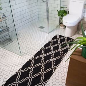Black Trellis Woven Recycled Cotton Runner Rug - Kendall