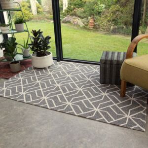 Grey Geometric Woven Recycled Cotton Rug - Kendall