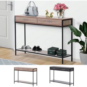 HOMCOM Console Table Worktop Bottom Shelf Industrial Minimal Style Two Drawer Home