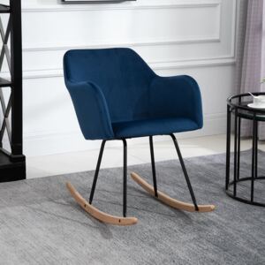 HOMCOM Rocking Armchair, Accent Lounge Chair with Wooden Legs, Solid Metal Frame for Living Room, Dining Room, Bedroom, Blue