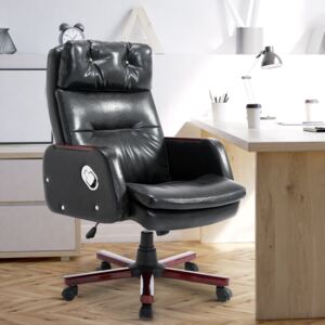 HOMCOM PU Leather Adjustable Office Chair-Black Leather