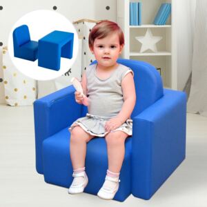 HOMCOM Kids Mini Sofa 3 in 1 Table Chair Set Children Armchair Seat Relax Game Playroom Seater Girl Boys Blue