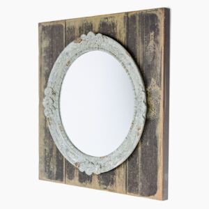 Small Circular Mirror in Wooden Frame by Dialma Brown - 50cm x 50cm