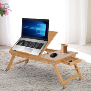 HOMCOM Portable Bamboo Laptop Desk-Bamboo