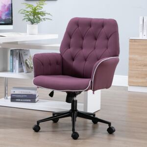 Vinsetto Tufted Desk Chair w/ Arm Rest on Wheels Purple