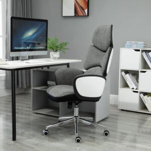 Vinsetto Desk Chair Padded Linen Ergonomics Height Adjustable Office Chair High-Back White/Grey